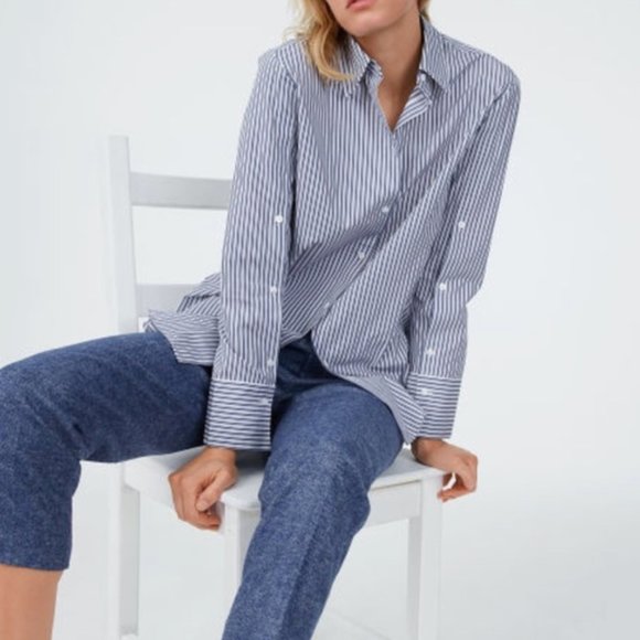 Club Monaco Betia Straight Leg Pants in a Navy Blue Herringbone Wool sz 12 - Picture 2 of 3